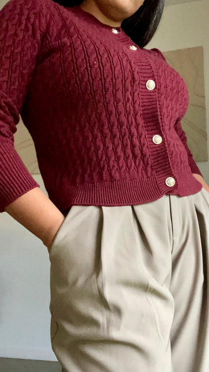 Gilet en Maille Boutonné bordeaux