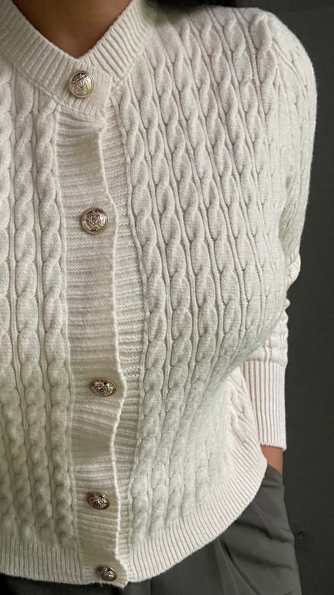 Gilet en Maille Boutonné crème
