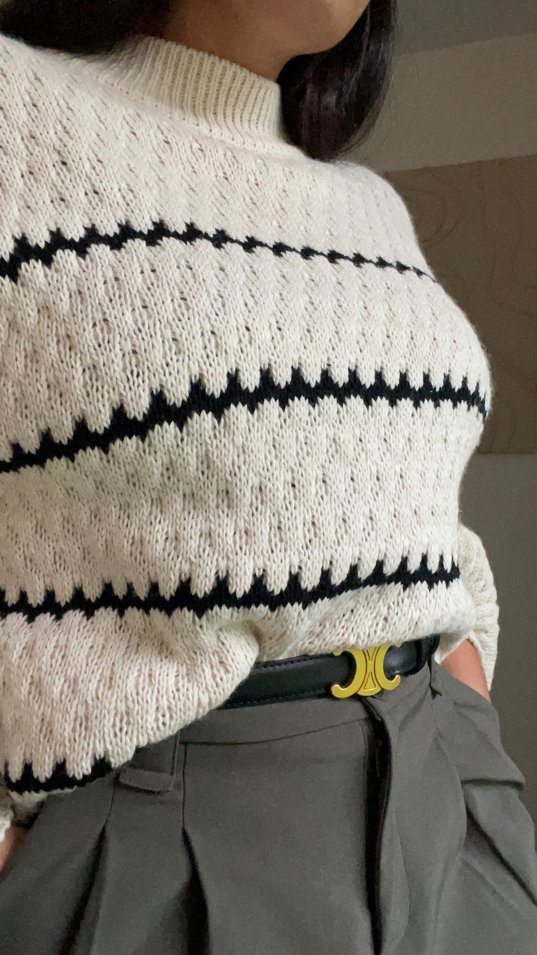 Pull en maille beige