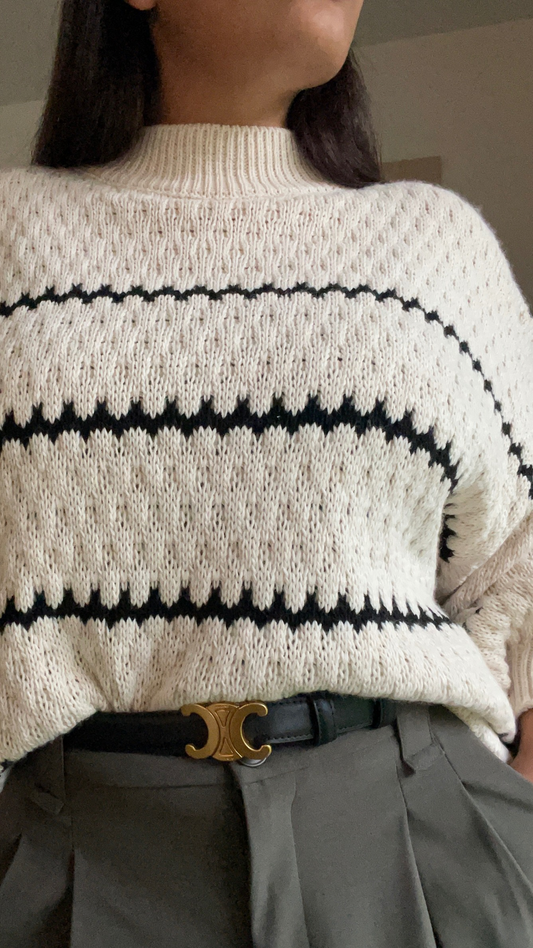 Pull en maille beige