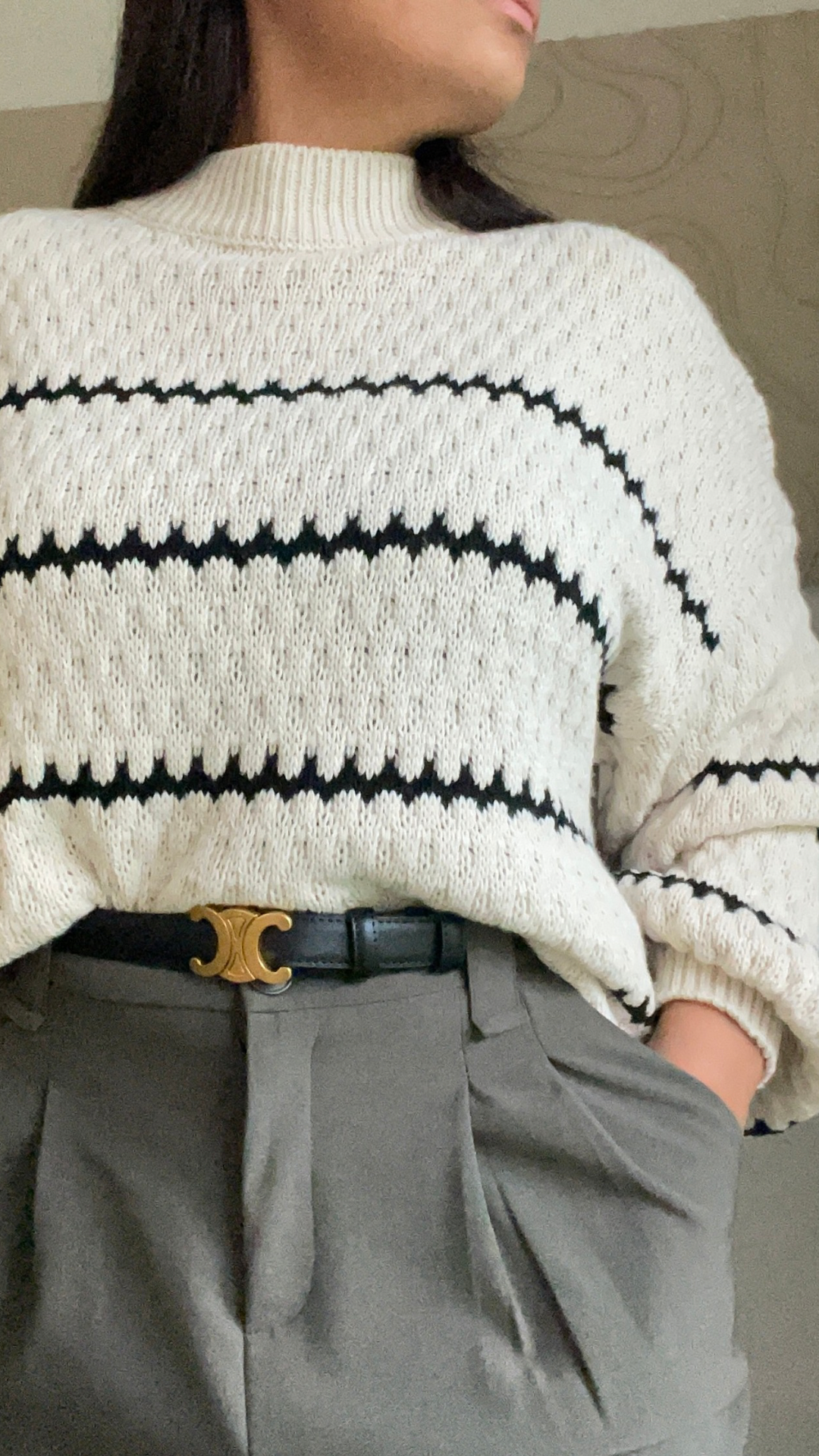 Pull en maille beige