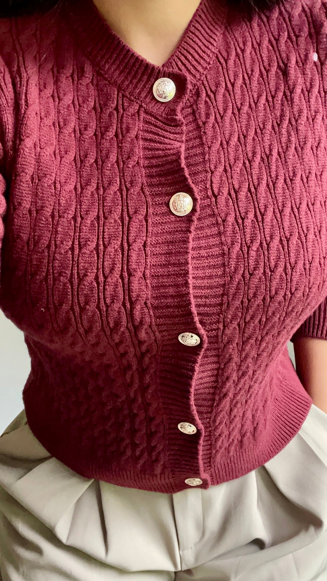 Gilet en Maille Boutonné bordeaux