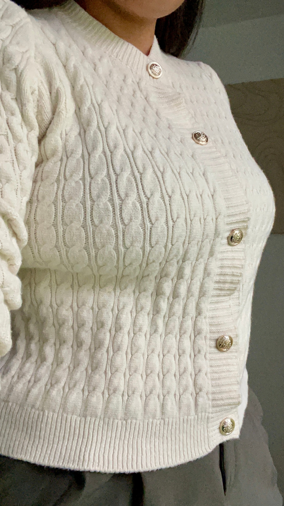 Gilet en Maille Boutonné crème