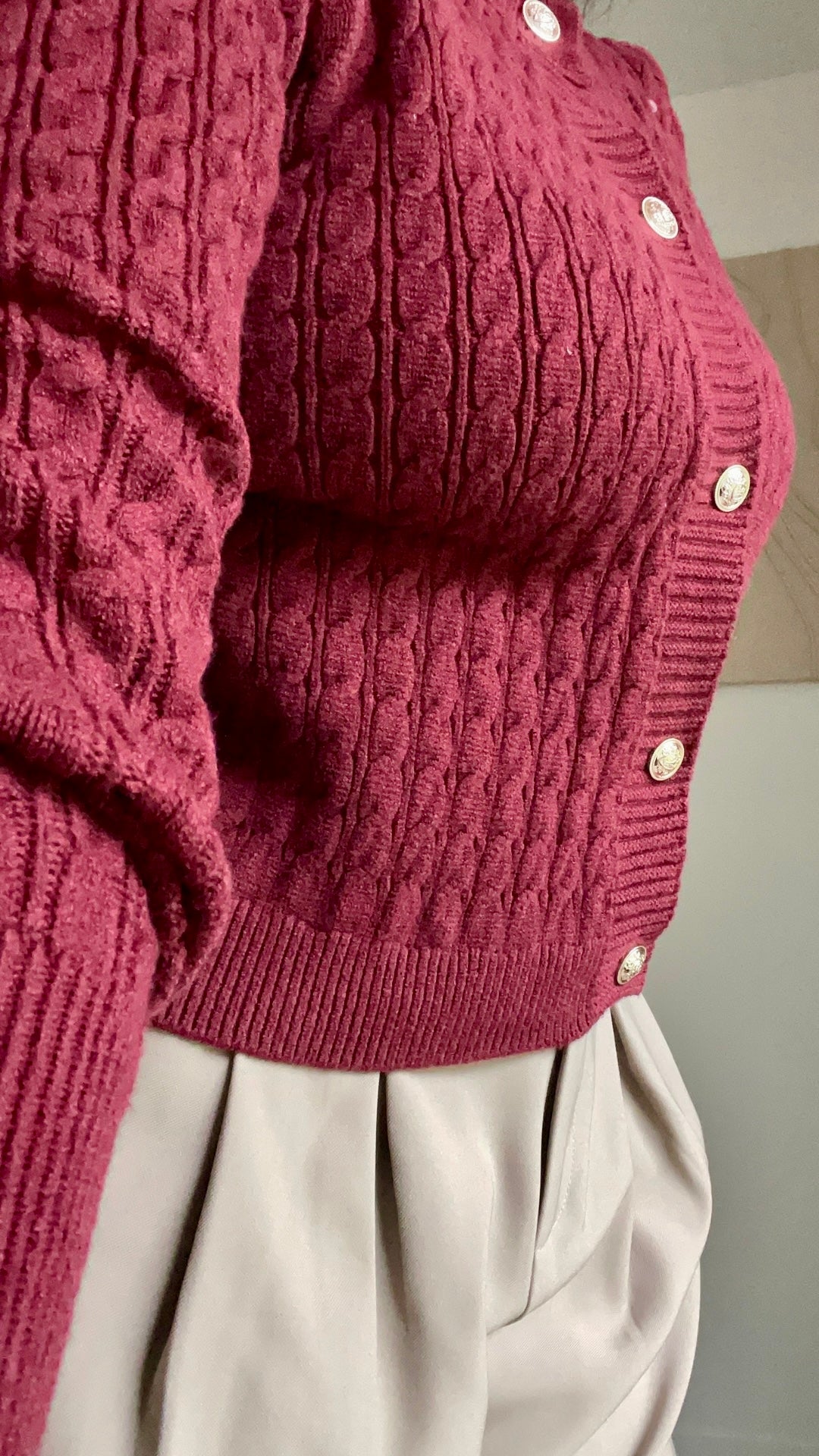 Gilet en Maille Boutonné bordeaux