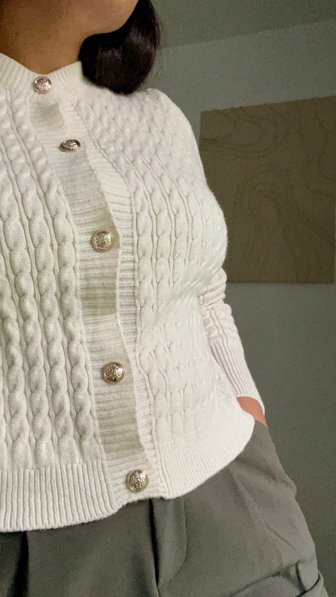 Gilet en Maille Boutonné crème
