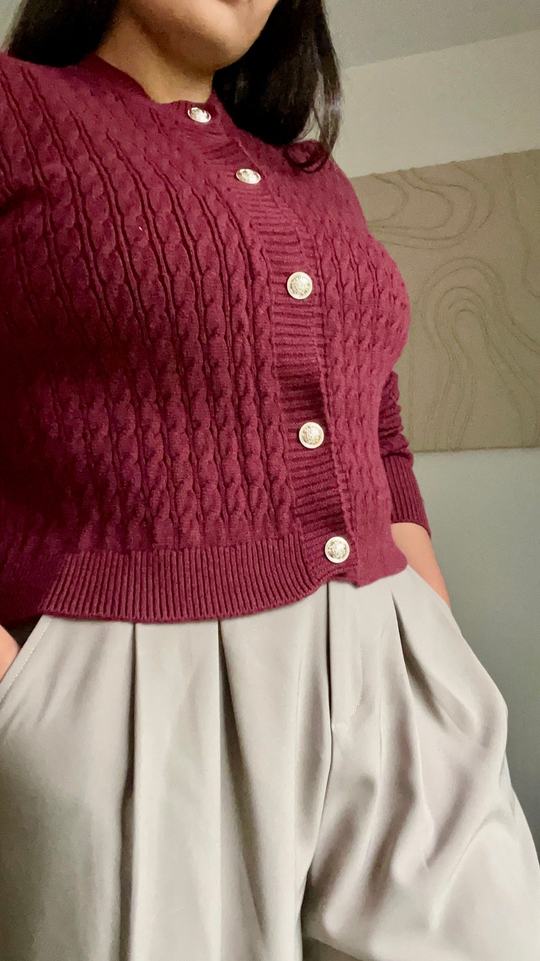 Gilet en Maille Boutonné bordeaux