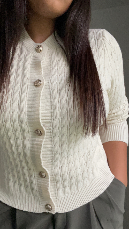 Gilet en Maille Boutonné crème