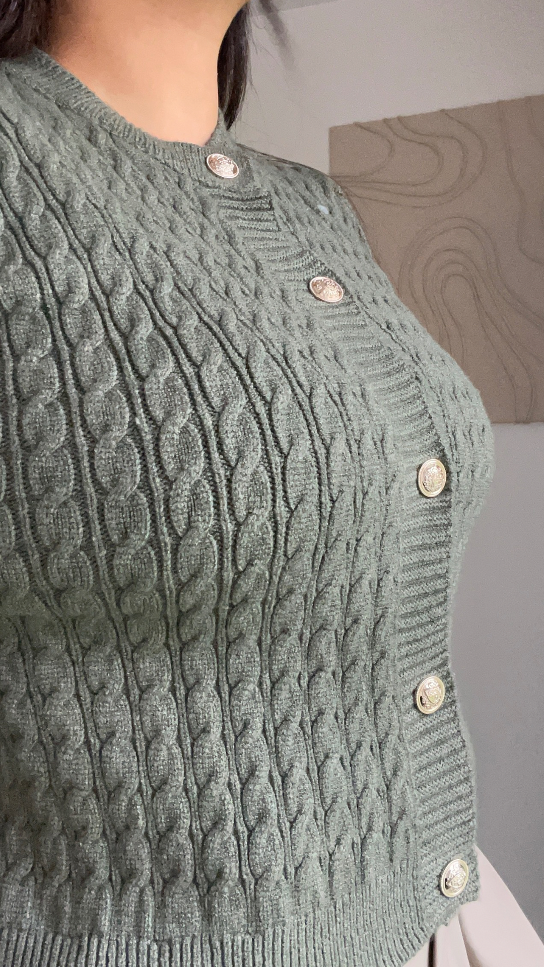 Gilet en Maille Boutonné kaki