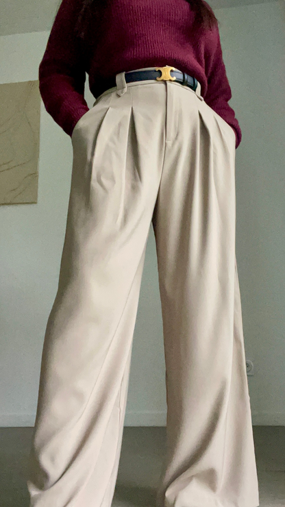 Pantalon palazzo Taille Haute Plissé