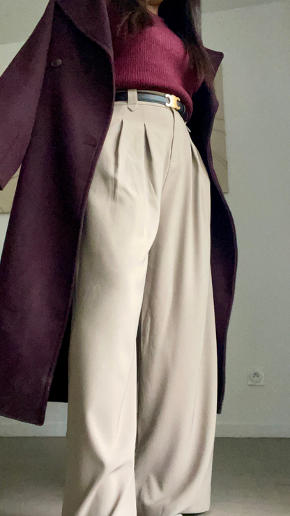 Pantalon palazzo Taille Haute Plissé