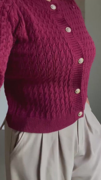 Gilet en Maille Boutonné bordeaux