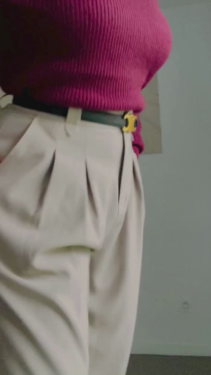 Pantalon palazzo Taille Haute Plissé