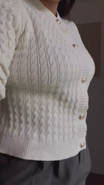 Gilet en Maille Boutonné crème